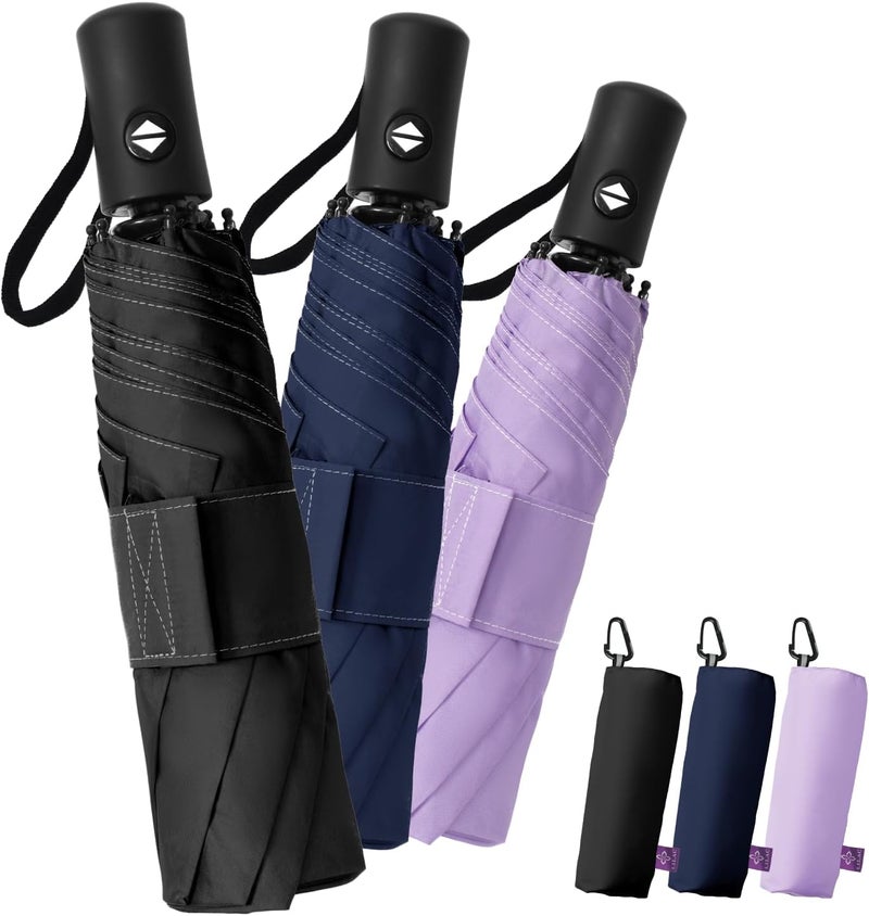Lilac Compact Travel Windproof Umbrella, 43" Auto open/close Folding Quick Dry Umbrellas for Rain, Lightweight Portable Small for Backpack Car, Thoughtful Gift for Women Men Kids, TSA Approved - Image 1